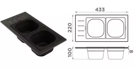 Контейнер для кухонной мойки «Omoikiri» DC-02-2-GB графит