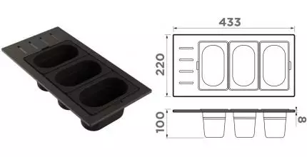 Контейнер для кухонной мойки «Omoikiri» DC-02-3-GB графит