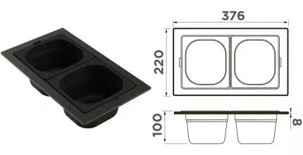 Контейнер для кухонной мойки «Omoikiri» DC-04-2-GB графит