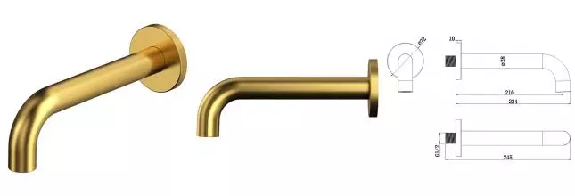 Излив к смесителю «Whitecross» Y Y1200GLB 22,4 брашированное золото