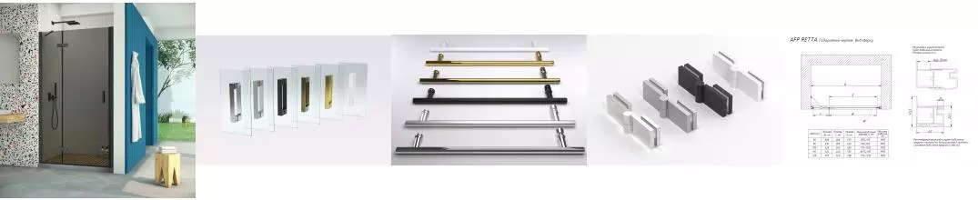 Душевая дверь «Vegas Glass» AFP Retta 90/199,5 графит/чёрная матовая левая