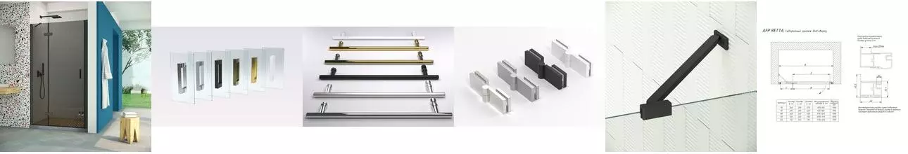 Душевая дверь «Vegas Glass» AFP Retta 100/199,5 графит/чёрная матовая левая