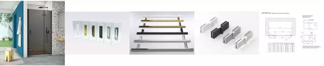 Душевая дверь «Vegas Glass» AFP Retta 100/199,5 графит/чёрная матовая правая