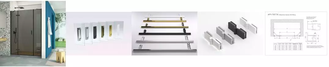 Душевая дверь «Vegas Glass» AFP-F Retta 130/199,5 графит/чёрная матовая левая