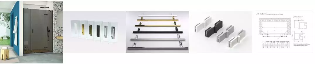 Душевая дверь «Vegas Glass» AFP-F Retta 130/199,5 графит/чёрная матовая правая