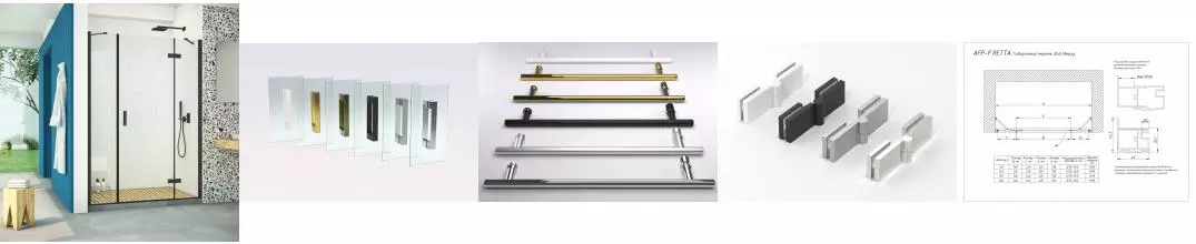 Душевая дверь «Vegas Glass» AFP-F Retta 130/199,5 Crystalvision/чёрная матовая правая