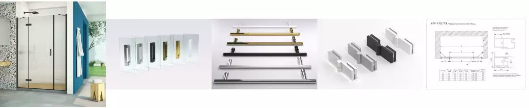 Душевая дверь «Vegas Glass» AFP-F Retta 130/199,5 Moru/чёрная матовая левая