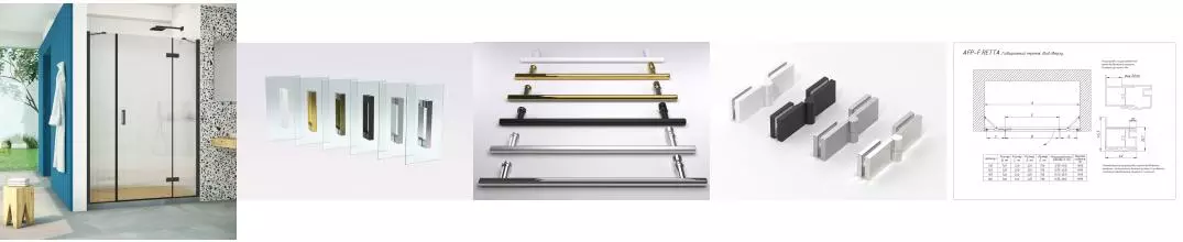 Душевая дверь «Vegas Glass» AFP-F Retta 130/199,5 Moru/чёрная матовая правая