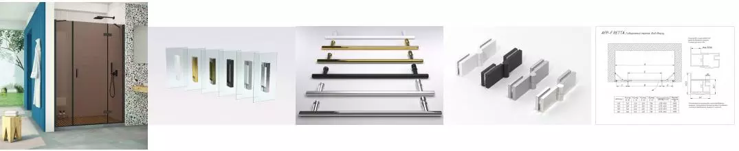 Душевая дверь «Vegas Glass» AFP-F Retta 130/199,5 бронза/чёрная матовая правая