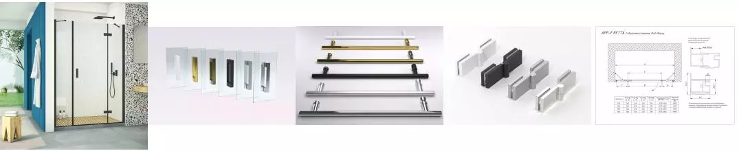 Душевая дверь «Vegas Glass» AFP-F Retta 160/199,5 прозрачная/чёрная матовая правая