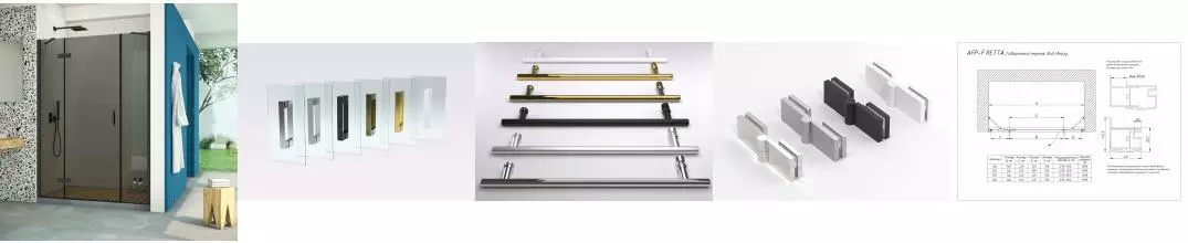 Душевая дверь «Vegas Glass» AFP-F Retta 160/199,5 графит/чёрная матовая левая