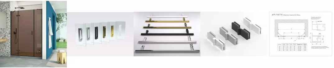 Душевая дверь «Vegas Glass» AFP-F Retta 160/199,5 бронза/чёрная матовая левая