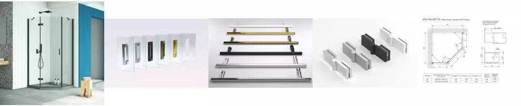 Душевой угол-ограждение «Vegas Glass» AFA-Pen Retta 90/90 Crystalvision/чёрный матовый без поддона левый Душевой угол-ограждение «Vegas Glass» AFA-Pen Retta 90/90 Crystalvision/чёрный матовый без поддона левый
