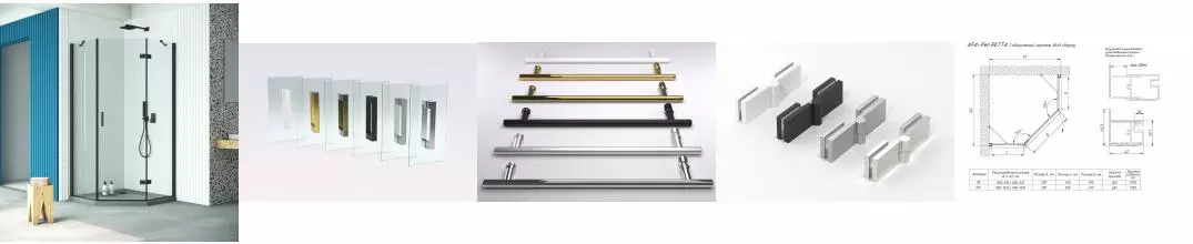 Душевой угол-ограждение «Vegas Glass» AFA-Pen Retta 90/90 Crystalvision/чёрный матовый без поддона правый Душевой угол-ограждение «Vegas Glass» AFA-Pen Retta 90/90 Crystalvision/чёрный матовый без поддона правый