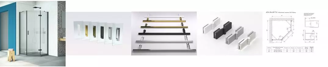 Душевой угол-ограждение «Vegas Glass» AFA-Pen Retta 90/90 Moru/чёрный матовый без поддона правый Душевой угол-ограждение «Vegas Glass» AFA-Pen Retta 90/90 Moru/чёрный матовый без поддона правый