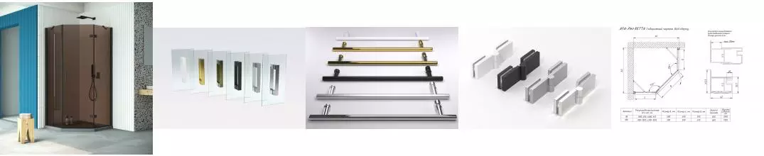 Душевой угол-ограждение «Vegas Glass» AFA-Pen Retta 100/100 бронза/чёрный матовый без поддона правый Душевой угол-ограждение «Vegas Glass» AFA-Pen Retta 100/100 бронза/чёрный матовый без поддона правый