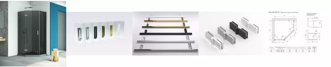 Душевой угол-ограждение «Vegas Glass» AFA-Pen Retta 100/100 графит/матовый хром без поддона левый Душевой угол-ограждение «Vegas Glass» AFA-Pen Retta 100/100 графит/матовый хром без поддона левый