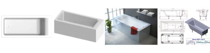 Ванна из литьевого мрамора «Астра-Форм» Нейт 170/75 с ножками без сифона белая