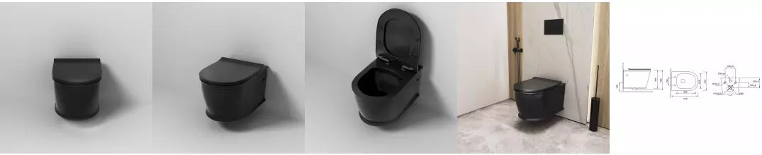 Подвесной унитаз безободковый «Grossman» GR-4482BMS чёрный матовый с сиденьем дюропласт с микролифтом