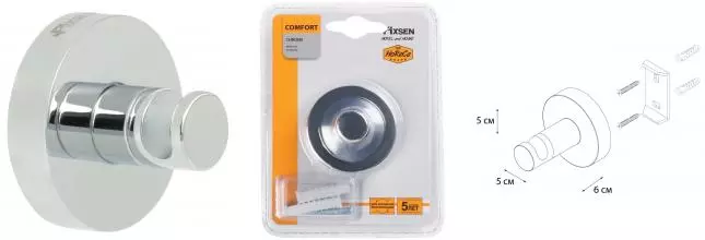 Крючок «Fixsen» Comfort Chrome FX-85005 на стену хром