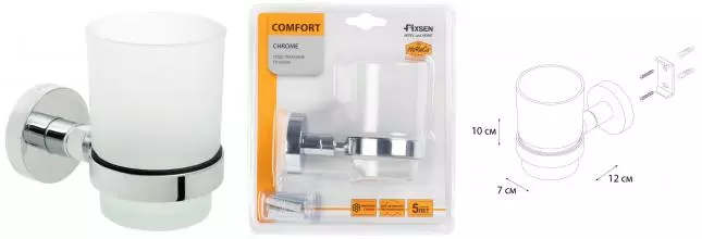 Стакан для зубных щёток «Fixsen» Comfort Chrome FX-85006 на стену хром