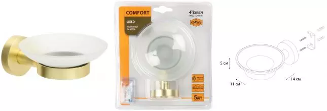 Мыльница «Fixsen» Comfort Gold FX-87008 на стену золото-сатин