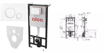 Инсталляция для унитаза с кнопкой «AlcaPlast» AM101/11204:1RUM6700001