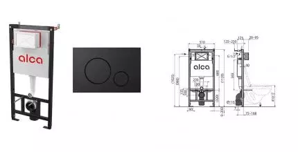 Инсталляция для унитаза с кнопкой «AlcaPlast» AM101/11204:1RUM6780001