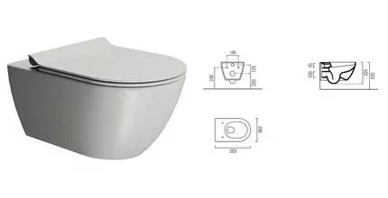 Подвесной унитаз безободковый «GSI» Pura 881517/MS86CSN17 Cenere matte с сиденьем дюропласт с микролифтом серое Подвесной унитаз безободковый «GSI» Pura 881517/MS86CSN17 Cenere matte с сиденьем дюропласт с микролифтом серое