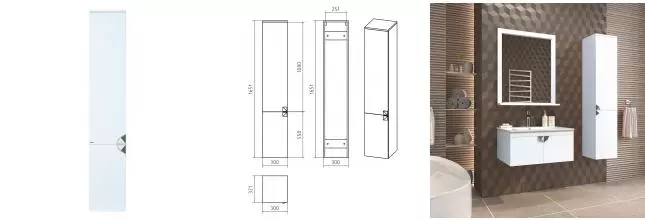 Пенал «Misty» Сахара 30 подвесной белый левый