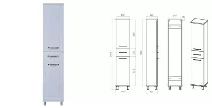 Пенал «Misty» Терра 40 с 1 ящ. серый правый