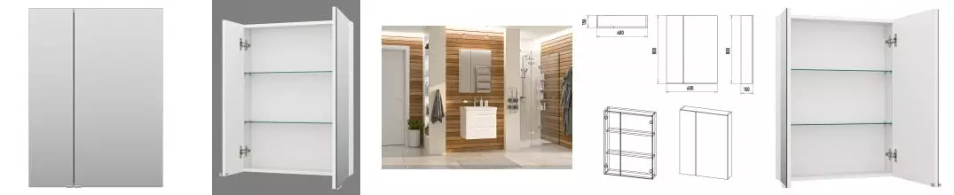 Зеркальный шкаф «Misty» Аура 60 без света белый