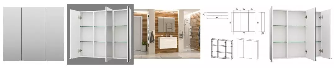 Зеркальный шкаф «Misty» Аура 90 без света белый