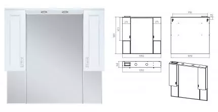 Зеркало с шкафчиком «Misty» Дива 105 с подсветкой белый