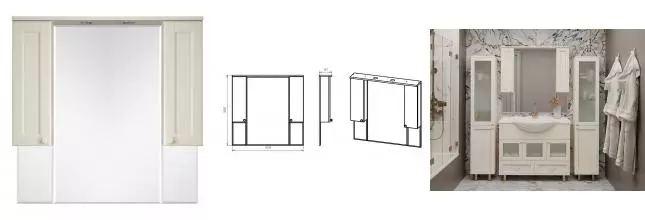 Зеркало с шкафчиком «Misty» Латте 105 с подсветкой бежевый Зеркало с шкафчиком «Misty» Латте 105 с подсветкой бежевый