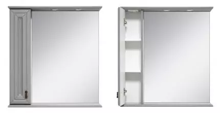 Зеркальный шкаф «Misty» Лувр 65 с подсветкой серый левый