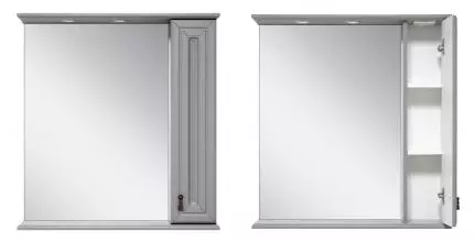 Зеркальный шкаф «Misty» Лувр 65 с подсветкой серый правый