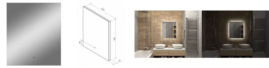 Зеркало «Misty» Нембус 600x700 с подсветкой белый Зеркало «Misty» Нембус 600x700 с подсветкой белый