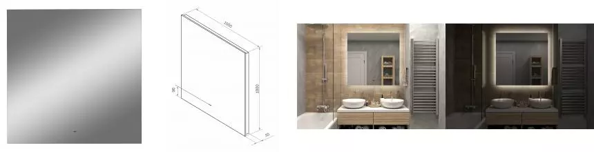 Зеркало «Misty» Нембус 1000x1000 с подсветкой белый Зеркало «Misty» Нембус 1000x1000 с подсветкой белый