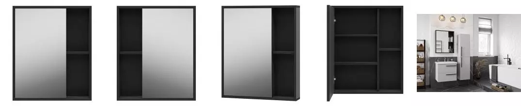 Зеркальный шкаф «Misty» Ненси 60 без света антрацит универсальный Зеркальный шкаф «Misty» Ненси 60 без света антрацит универсальный