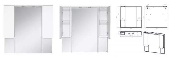 Зеркало с шкафчиком «Misty» Чегет 105 с подсветкой белый Зеркало с шкафчиком «Misty» Чегет 105 с подсветкой белый