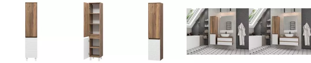 Пенал «Brevita» Dakota-35 подвесной дуб галифакс олово/белый левый