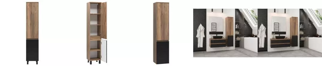 Пенал «Brevita» Dakota-35 подвесной дуб галифакс олово/чёрный кварц правый