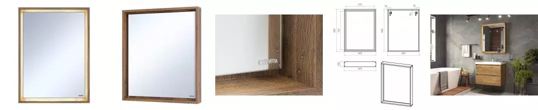 Зеркало «Brevita» Dallas 60 с подсветкой дуб галифакс олово Зеркало «Brevita» Dallas 60 с подсветкой дуб галифакс олово