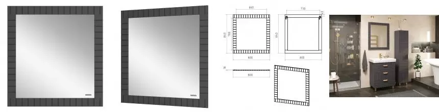 Зеркало «Brevita» Gloster 80 без света графит