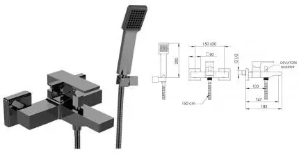 Смеситель для ванны «Remer» Absolute AU02NPO шлифованный никель
