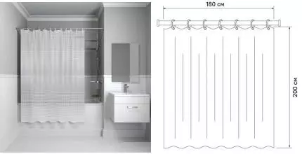 Штора для ванной «Iddis» Promo P01PV18i11 180/200 полупрозрачная