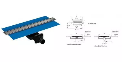 Душевой лоток «Vitra» Eco-Flow 50 см DK100 59980478000 боковой выпуск матовый 