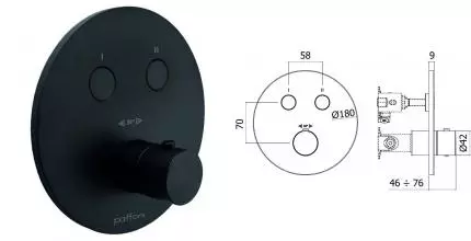 Внешняя часть смесителя «Paffoni» Compact Box CPT018NO чёрная матовая Внешняя часть смесителя «Paffoni» Compact Box CPT018NO чёрная матовая