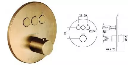 Внешняя часть смесителя «Paffoni» Compact Box CPT019HGSP медовое золото брашированное Внешняя часть смесителя «Paffoni» Compact Box CPT019HGSP медовое золото брашированное